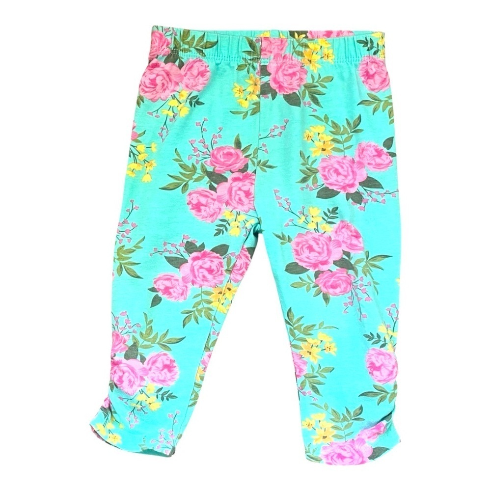 Bundles baby Place pull-on Floral Print Leggings elastic  waist blue Girl 6-9 Mo